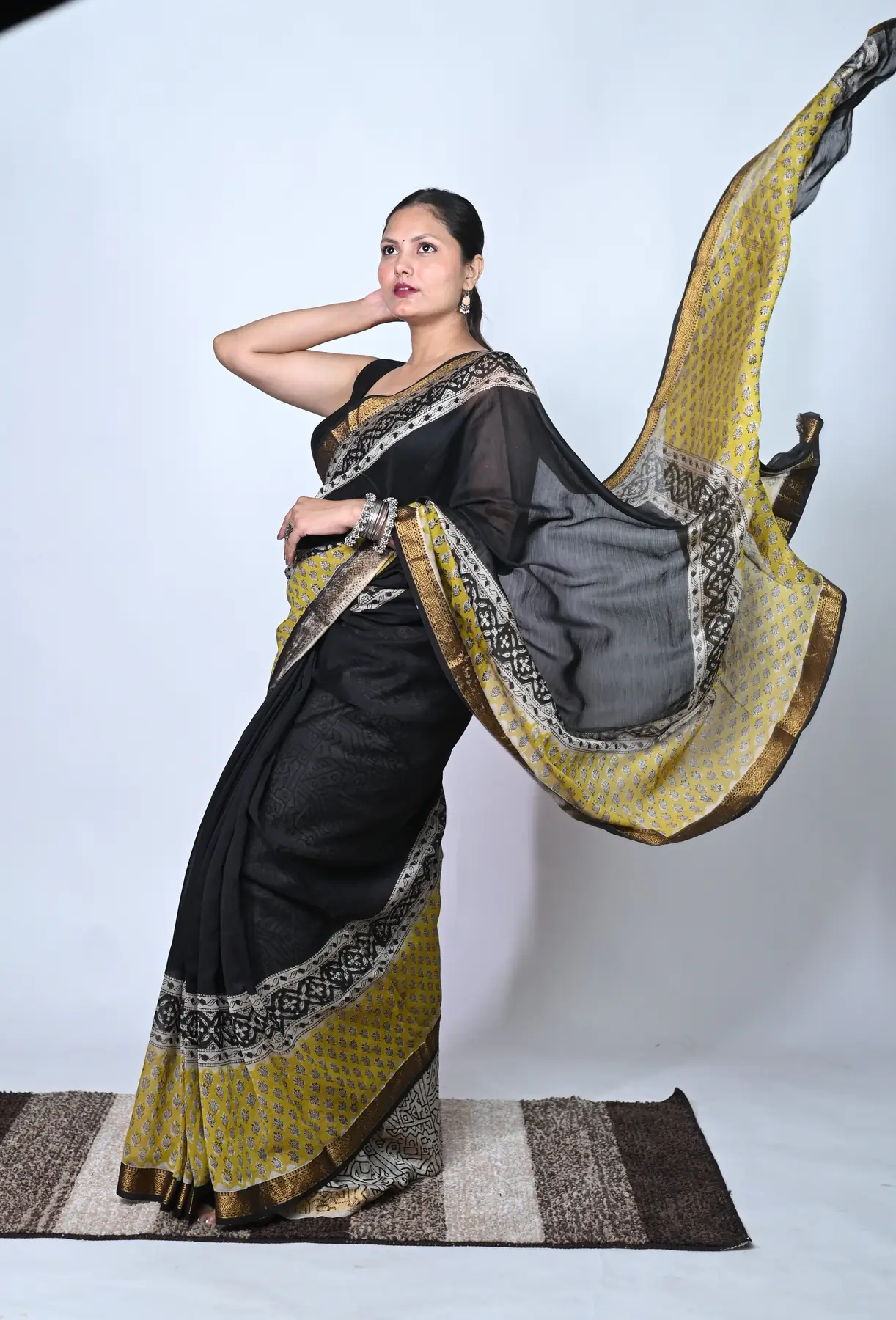 cotton silk hand block saree