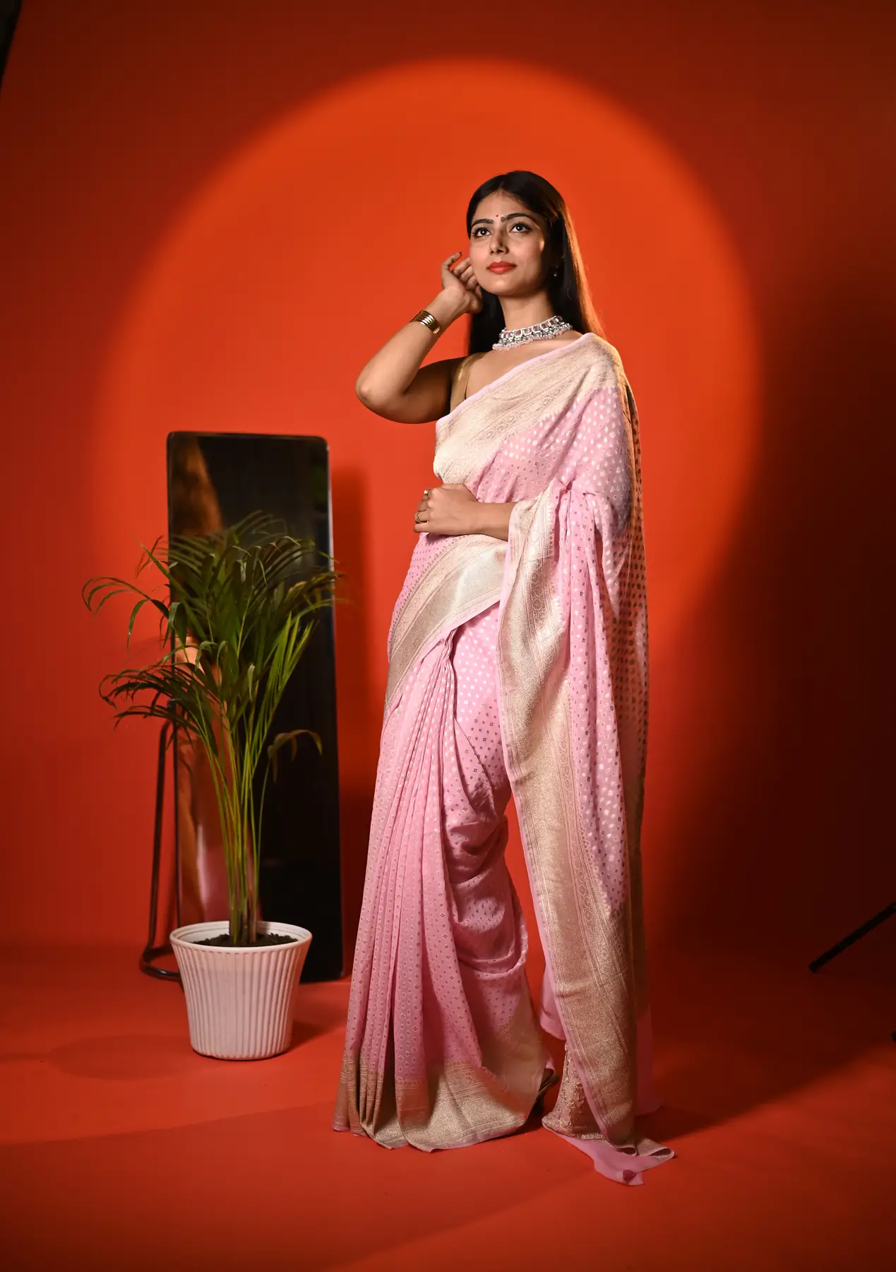 Handloom pure khaddi banarasi georgette saree