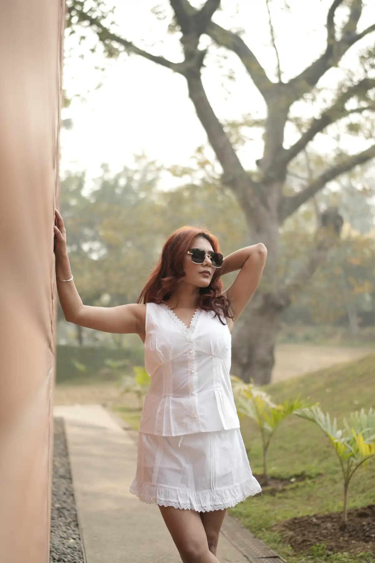 Noon Pintuck Set – Elegant White Cotton Co-Ord Set