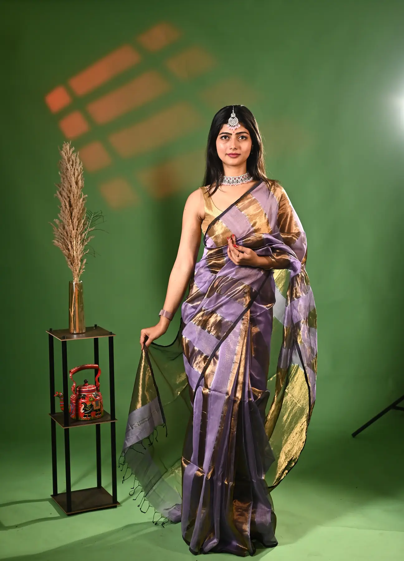Handloom Maheshwari Organza Tissue Saree